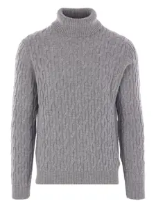 Свитер с высоким воротником и косичками Zanone, серый