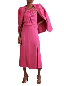 Платье-миди Elliana с драпировкой и бретелькой через шею Reiss, розовый