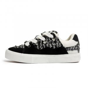 Lanza Женские противоскользящие и износостойкие дышащие низкие скейтерские туфли - черная клетка, цвет Black Plaid