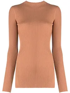 Трикотажный топ Bardia в рубчик Nanushka, коричневый