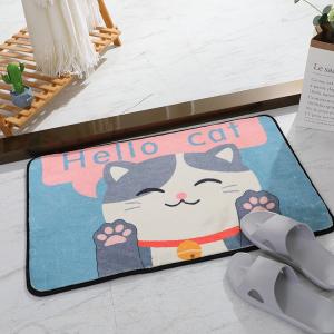 Budis Ковер 80х120 см из искусственной шерсти с рисунком синего кота для ванной комнаты, спальни или прихожей, впитывающий, нескользящий