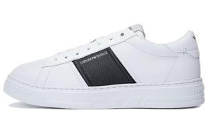 Кроссовки EMPORIO ARMANI Skateboarding Shoes Men Low-top Black/White, черный/белый