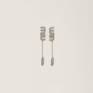 Серьги-подвески с кристаллами MIU MIU, серебряный