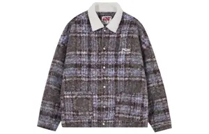 Пуховик Unisex F426, серо-голубая клетка