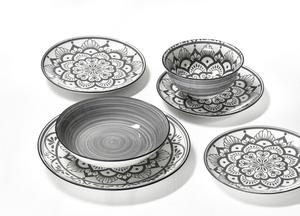 Набор посуды, серо-белый, цвет «Доха серый», 16 предметов Ritzenhoff Breker, серый/белый