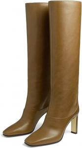 Женские удобные высокие массивные ботинки FOWT с квадратным носком, элегантные, на молнии, деловые, размеры 4-15 США, Goldenrod