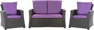 Комплект садовых подушек из полираттана, фиолетовый - подушка сиденья 100x60 см + 2 подушки спинки 56x52 см - подушки для 4-местного садового дивана и садового стула/кресла