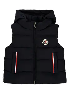 Стеганый жилет с капюшоном Moncler Enfant, синий