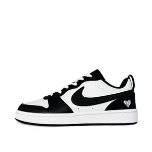 Nike Court Borough Sketch Heart Low Top GS Черно-белые скейтборд кроссовки