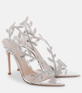 Босоножки Flavia 105 из зеркальной кожи с декором Gianvito Rossi, Trasp+Silver+Silver