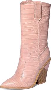 Женские ковбойские ботинки MRKEWUNEY с деревянными каблуками, 198 Pink