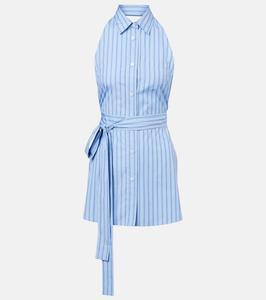 Полосатое мини-платье-халтер из хлопка Prada, Pervinca