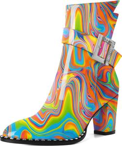 Женские ботильоны Eldof с округлым носком, массивным каблуком, бусинами, осенние короткие ботинки с пряжкой, боковой молнией, каблук 7,5 см