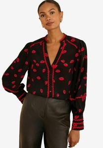 Блуза Love & Roses LONG SLEEVE , Black Lips Print/Black