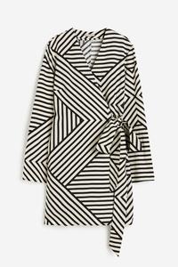 Платье H&M Linen-blend Wrap Geometric Pattern, кремовый