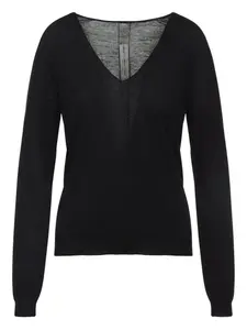 Шерстяной свитер с V-образным вырезом Rick Owens, черный