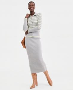 Женский свитер, ребристая юбка-карандаш, эксклюзивно от Macy's On 34th, Light Gray Heather