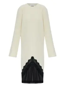 Платье миди с кружевными вставками Jil Sander, нейтральный