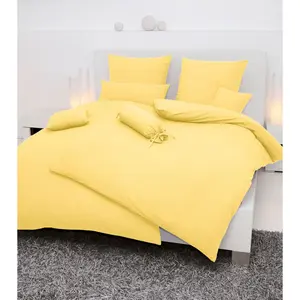 Постельное белье Janine «PIANO 0125», из мягкого хлопка, из 100 % хлопка, с застежкой-молнией, легкое в уходе, тонкая нить, не гладить, регулирует температуру, сертифицировано MADE IN GREEN, цвет hellgelb