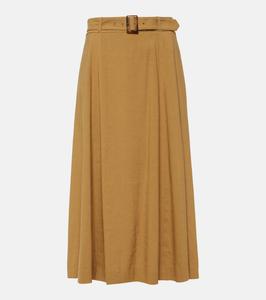 Юбка миди Arwen из смесовой льняной ткани Veronica Beard, Desert Khaki