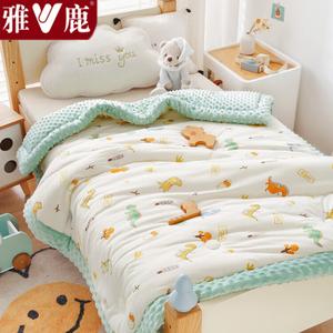 Yalu Детское одеяло 110х150 см, зимнее утепленное, вес 1,5 кг, плюш, категория А, мягкое, гипоаллергенное, принт динозавра