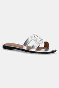 Кожаные шлепанцы TH Logo Strap Metallic Mule Tommy Hilfiger, серебряный