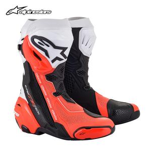 ALPINESTARS PROTECTS Мотоциклетные ботинки A-Star Alpinestars Supertech R, черно-бело-оранжево-красные, перфорированные, размер 42