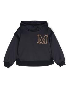 Monnalisa многослойное худи с нашивкой-логотипом, синий