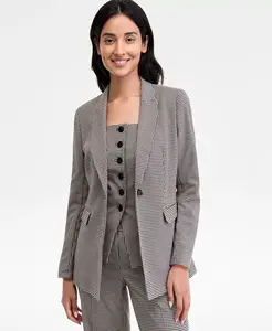 Женский блейзер с рисунком «гусиная лапка» на одной пуговице Anne Klein, черный