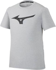 Футболка Mizuno 32MA0514 с графическим принтом, тренировочная одежда, большой логотип, влагоотводящая, быстросохнущая, сочетается с формой команд, светло-серый