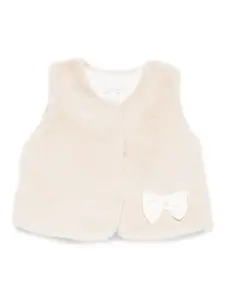 Жилет из искусственного меха с бантом Patachou, бежевый