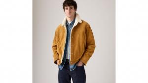Куртка дальнобойщика из замши и шерпы в стиле вестерн Levi's, Evening Sun - Brown