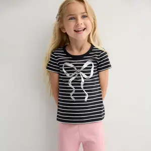 Футболка с коротким рукавом и принтом для девочек и малышек Jumping Beans, цвет shiny bow