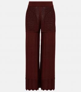 Ректи брюки свободного кроя из хлопковой смесовой ткани с открытой вязкой Eres, Tortue