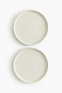 Тарелка H&M Flat With Stoneware, 2 штуки, 26,5 см, белый