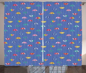 Штора-зонтик ABAKUHAUS в деревенском стиле, рисунок в горошек, универсальные ленточные шторы для гостиной с петлями и крючками, 280 x 225 см, темно-синий с разноцветным узором Abakuhaus