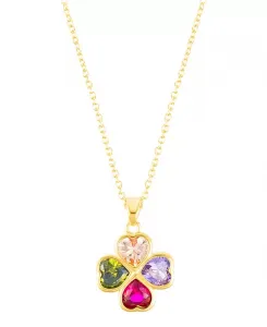 Регулируемое ожерелье из прозрачного хрусталя с сердцем-клевером Adornia, multi