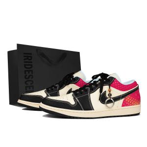 Jordan Эйр 1 Амортизирующие противоскользящие износостойкие низкие винтажные баскетбольные кроссовки мужские черно-розовые, цвет Black Pink