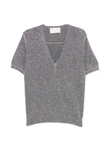 Топ с V-образным вырезом и короткими рукавами Circus Hotel, серый