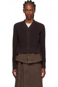 Вязаный кардиган из джинсовой ткани Sacai, коричневый