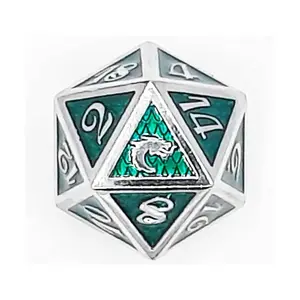 d20 Чешуя Дракона – зеленая, Metal Dice - Dragon Scale