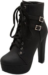 Высокие ботильоны DINTAHA на массивной платформе с шнуровкой, готические ботинки на платформе, ботинки на каблуке, Black