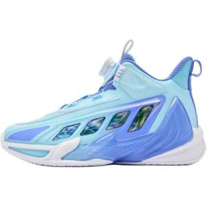 Детские баскетбольные кроссовки Ice Moon Blue для подростков с амортизацией и износостойкостью, средней высоты, с отскоком QIAODAN, синий