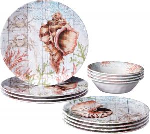 Certified International Sanibel Melamine набор посуды на 12 персон, мультиколор