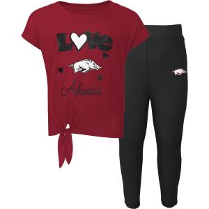 Комплект футболки и леггинсов Forever Love Team для малышей Cardinal/Black Arkansas Razorbacks Forever Love Team Outerstuff