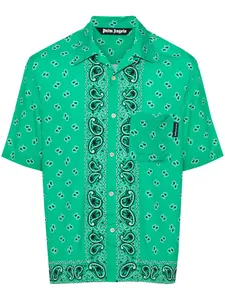 Поплиновая рубашка с принтом пейсли PALM ANGELS, зеленый