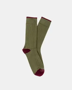 Мужские носки в рубчик с контрастной внутренней частью Kiff-Kiff, темно-зеленый