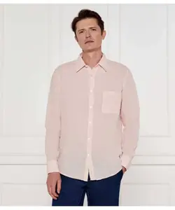 Элегантная льняная рубашка_6 Regular fit Boss Orange, розовый