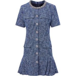 Женское платье с коротким рукавом KARL LAGERFELD FW25 KARL LAGERFELD / Karl Lagerfeld Jeans, синий