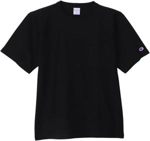 Мужская футболка Champion C3-Z319Z REVERS WEAVE с коротким рукавом и круглым вырезом, 100% хлопок, плотность ткани 9,4 унции, технология Reverse Weave (R), короткий рукав, карман, черная